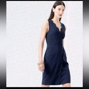 euc jcrew scalloped wrap sheath dress
